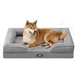 Feandrea Panier pour Chien Orthop&eacute;dique, Lit pour Chien L, Bord Sur&eacute;lev&eacute;, Mousse Alv&eacute;ol&eacute;e, Housse Am