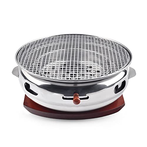 Hdncjfleq Stainless Steel Charcoal Grill, Portable Commercial Bbq, Household Round Barbecue, Non-Stick Grill Pan Easy To Clean, Indoor/Outdoor (Color : Silver, Size : C) #TOP22