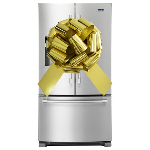 1Pc Large Gift Bows,16 Inch Giant Car Bow Large Gift Bow Large Christmas Gift Refrigerator New House Bicycle and Party Decoration Giant Gift Packaging Bow (Bright Gold)