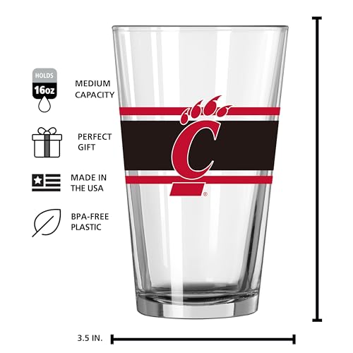 Image of Logo Brands NCAA 16 oz Pint Glass - Durable Glass With Bold Team Color- Chip-Resistant Rim Drinkware For Fans, Tailgates, Home Bars & Everyday Use