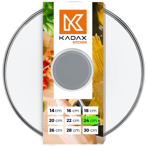 KADAX Glasdeckel mit Griff aus Silikon, hitzebeständiger Deckel für Topf ⌀14-30cm, Deckel mit Dampfloch… – Ansicht 1