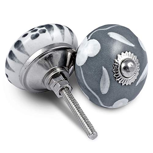 Cosynee 20 Knobs White & Grey Cream Hand Painted Ceramic Knobs Cabinet Drawer Pull Pulls #TOP1