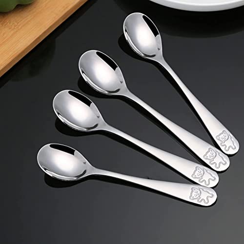 9 Piece Stainless Steel Kids Spoons, Toddler Spoons, Kids Silverware Toddler Utensil Set Baby And Children's Safe Flatware, Idea For 24 Month+ #TOP2