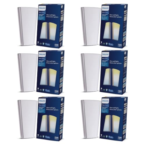 Image of PHILIPS 12W 3 Colours in 1 Decorative Wall Light | Neos Silver Scene Switch Wall Light for Decoration | Colour : Tunable White, Pack of 6