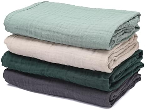 CottCare Baby Muslin Swaddle Blanket for Boys and Girls,4-Pack Breathable and Skin-Friendly,Wrap Soft Silky Cotton Blankets