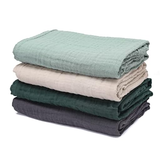 CottCare Baby Muslin Swaddle Blankets for Boys and Girls,4-Pack Breathable and Skin-Friendly,Wrap Soft Silky Cotton Muslin Swaddle Blankets/Atrovirens/Green/Apricot White/Grey…