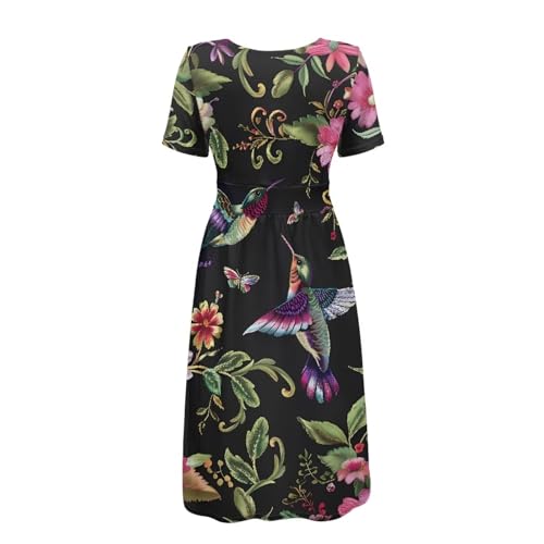 Image of Women's Summer Formal Dresses Short Sleeve Wrap V Neck Dresses Bridesmaid Wedding Guest Dress with Pockets