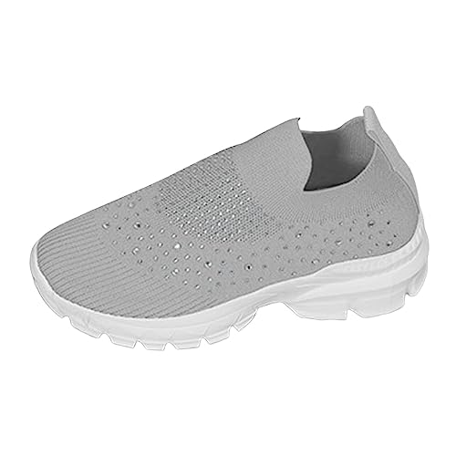 Zapatillas de deporte para mujer, zapatillas deportivas, botas negras planas, zapatos para mujer, zapatos de pies anchos, zapatos naranja, traje blanco, zapatillas de deporte, gris, 40 EU