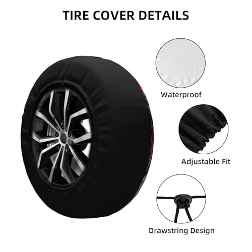 Image of Bright Frog Spare Tire Cover Weatherproof Universal Wheel Protectors Wheel Covers for Rv Camper Travel Trailer SUV Truck 15 Inch