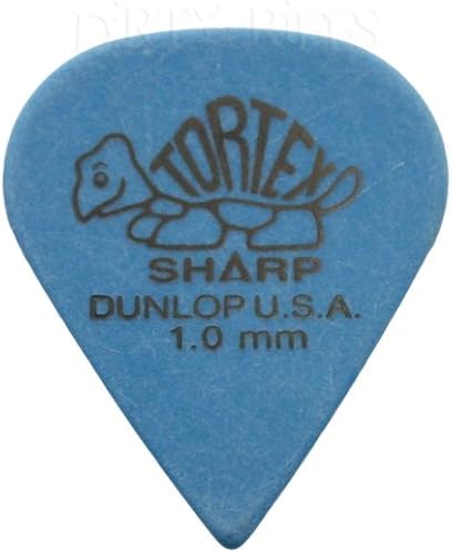 Sharp Dunlop Tortex Gitarrenplektren  1 0 mm  Plektrumdose  Blau