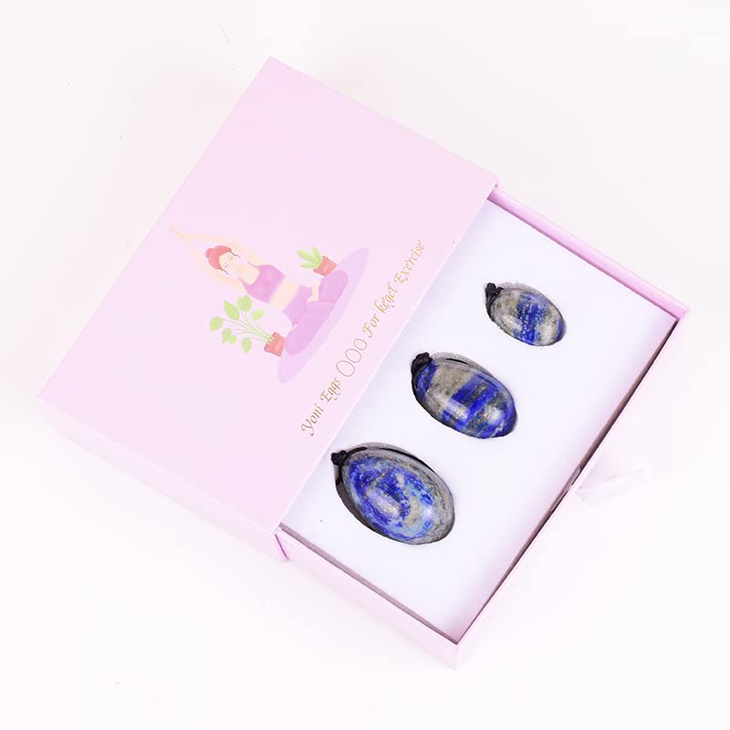 3 Unids/set De Bolas De Masaje De Cuarzo De Cristal Unisex De Lapislázuli Natural,30x20mm