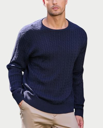 KALLSPIN Men's Sweater Pullovers Wool Blended Knitted Long Sleeve Jumper for Fall Winter - Image 5