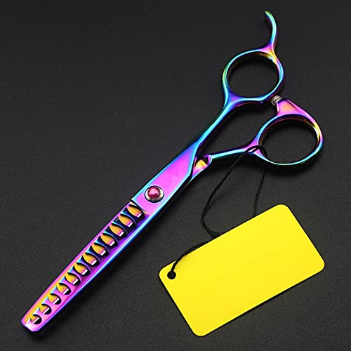 Hair Cutting Scissors, Professional 6 inc japan 440c 12 teeth color hair scissors cutting barber haircut thinning shears hairdressing scissors BY ZZYY (Color : Red)