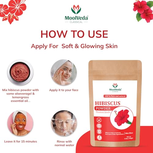 Image of Pure & Organic Hibiscus Flower Powder | Face Packs, Hair Care & Hair Growth | Pack of 3 | 100 g Each