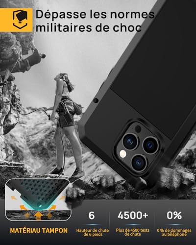 Coque iPhone 15 Pro Max métal rigide militaire antichoc noire - 2
