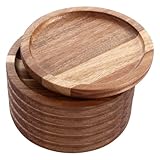 Acrux7 6 Pack 6 Inch Wooden Plates, Round Acacia Wood Dinner Plates Serving Tray Platters for Home Decor, Vegetables, Fruit, Cheese, Charcuterie, Appetizer (5.9" x 5.9" x 0.6")