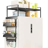 YOFENZO Adjustable Over The Fridge Organizer with Double-Lock Side Rack, 50 lbs Heavy Duty Expandable Top Shelf for Refrigerator and Washer, Fits Most Kitchen Laundry Appliances Dark Grey​