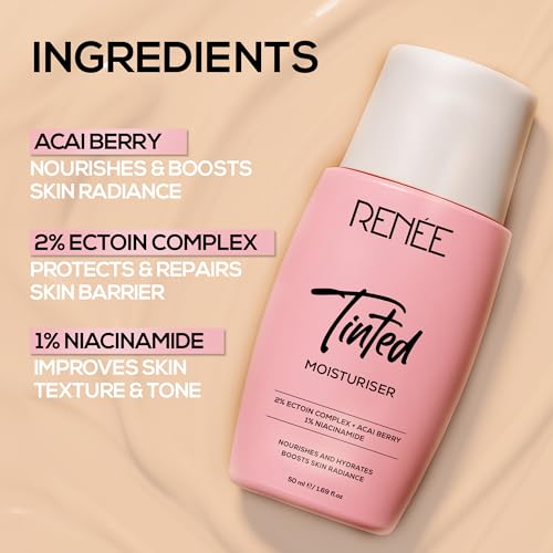 Image of RENEE Tinted Moisturiser - Ivory Lustre | Hydrates, Boosts Radiance, Repairs Barrier & Brightens Skin | With Niacinamide, Acai Berry & Ectoin | 50 ml