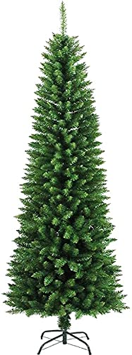 Abaseen Green 6-ft Pencil Slim Artificial Christmas Tree Xmas Tree 570 Tips Strong Metal Stand Indoor Decoration for Christmas Easy Assembly Foldable Reusable