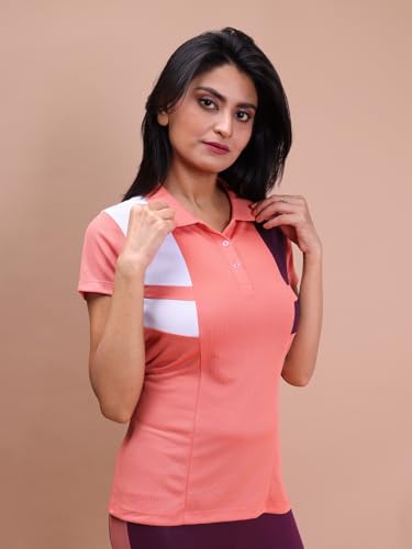 Image of Rupa Colors Womens PLAYSURE Dry FIT Activewear Polo T-Shirt | 100% Polyester Fabric | Stretchable | Reflective Logo | Trendy Design | Regular Fit
