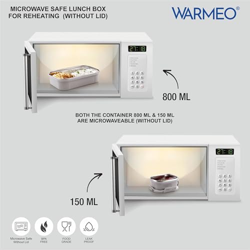 Image of WARMEO MICROMATE Microwave-Safe Stainless Steel Lunch Box, Bpa Free, Perfect for Office, School, Travelling, Combo(800ml+150 ml),Black