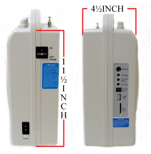 Hisonic Hs128Mp3 Lithium Rechargeable Battery Wireless Portable Pa System With Usb & Sd Port Mp3 Player With Car Cigarette Lighter Cable (Hs120B+Mp3 Player) #TOP2