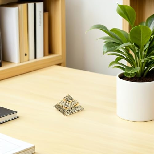 Mini Pyramide Égyptienne en Métal GARVALON Figurine Décorative Dorée Solide - 7