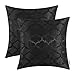 CaliTime Pack of 2 Cushion Covers Throw Pillow Cases Shells for Home Sofa Couch Modern Shining & Dull Contrast Quatrefoil Accent Geometric 18 X 18 Inches Black