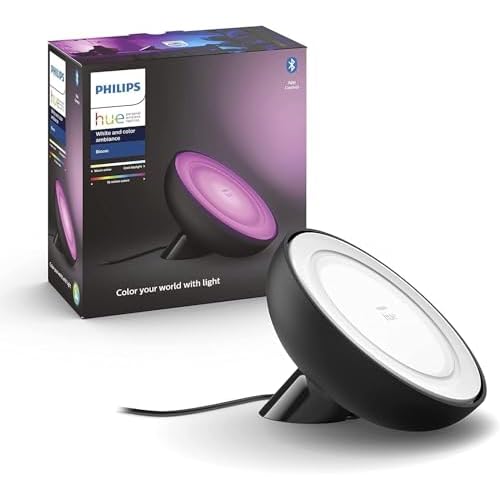 Philips Hue White & Col. Amb. LED Tischleuchte Bloom, schwarz, dimmbar, 16 Mio. Farben, steuerbar via App, kompatibel mit Amazon Alexa (Echo, Echo Dot)