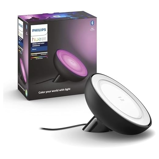 Philips Hue White & Col. Amb. LED Tischleuchte Bloom, schwarz, dimmbar, 16 Mio. Farben, steuerbar via App, kompatibel mit Amazon Alexa (Echo, Echo Dot)