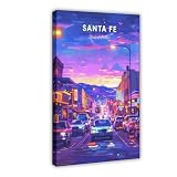 Póster de viaje de Santa Fe, póster de viaje americano, póster de lona para decoración de dormitorio, paisaje, oficina, habitación, regalo, 20 x 30 cm