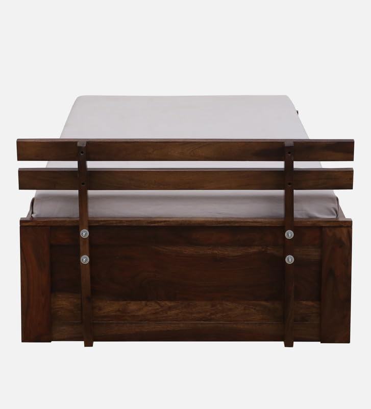 Image of Solid Sheesham Wood Admire Single Bed with Box Storage | Wooden Single Bed Cot Palang Furniture for Bedroom Living Room Home and Hotel (Provincial Teak Finish)