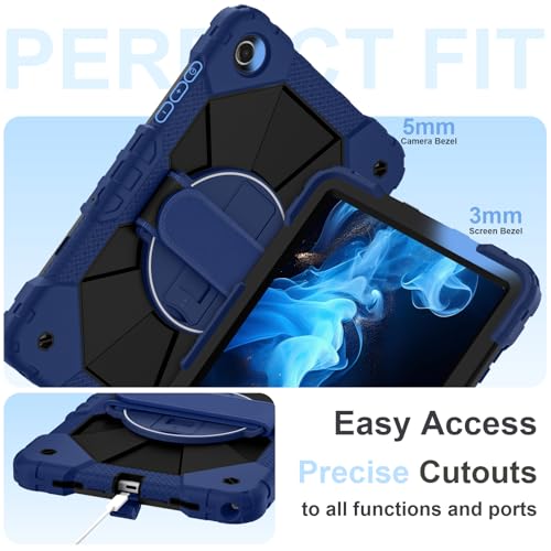 Image of Nitupai for Galaxy Tab A11+ Plus / A9+ Plus Case 11 Inch 2025 /2023, Navy | Rugged Galaxy Tab A11+ Case Samsung A9 Plus Tablet Cover with 360 Rotating Stand Hand Strap Shoulder Strap Screen Protector