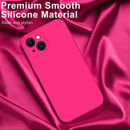 Deenakin Iphone 13 Case With Screen Protector,Enhanced Camera Cover,Passing 16Ft Drop Tested Soft Silicone Gel Rubber,Slim Fit Protective Phone Case For Iphone 13 6.1" Hot Pink #TOP2