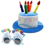 HiTjK Birthday Hat, Party Hats for Adults, 2-Piece Birthdays Set with Birthday Hats for Adults and Glasses, Fun Accessories for Celebrations, Festive Party Supplies