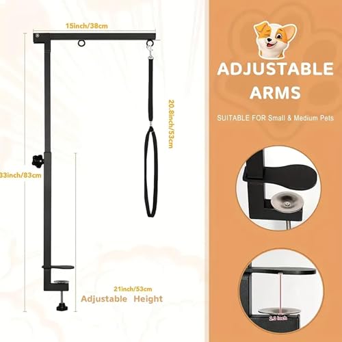 tiuire Dog Grooming Arm with Hammock & Loop – Professional Pet Grooming Kit for Small Dogs & Cats – Includes Nail Clippers & Nail File – Essential Dog Grooming Supplies for Home Use