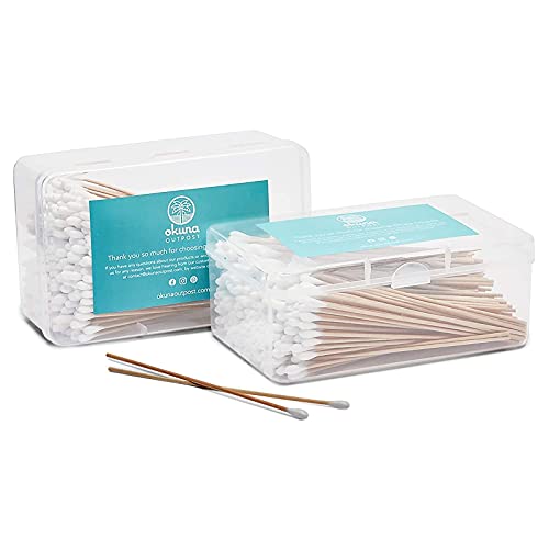Long Cotton Swabs with Wooden Handles and Storage Case (6 In, 600 Pieces)