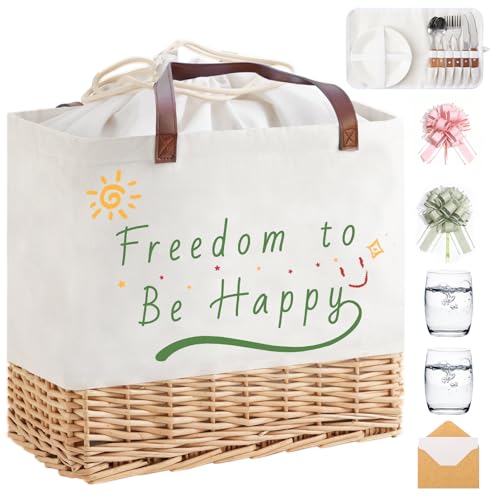 WeaveNove Wicker Picnic Basket for 2 Person, Folding Picnic Basket