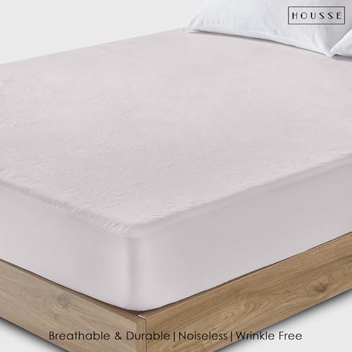 Image of HOUSSE King Size Waterproof Mattress Protector 78 * 84 inch Inches | Premium Bed Mattress Protector Cover | 100% Waterproof | Soft Breathable Fabric | Stretchable Fitted Style | Fits Up to 8 Inch | Grey
