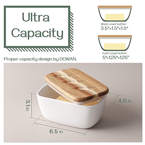 Dowan Butter Dish, Ceramic Butter Dish With Lid And Butter Holder Container With High-Quality Silicone Sealing For Countertop, Large Butter Dishes Holds Up To 3 Sticks, White Butter Keeper #TOP2