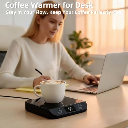 Image of Coffee Mug Warmer & Candle Warmer 2-in-1, Electric Cup Warmer for Desk | 6 Temperature Settings, LED Display, 12-Hr Timer & 4-Hr Auto Shut-Off, Gift for Coffee Lovers, Home Office & Desk Warmer