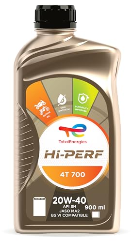 Image of TotalEnergies - Hi-Perf 4T 700 20W-40 Engine Oil for Bikes with Durability Improver Technology | API SN & JASO MA2 | 4-Stroke semi-synthetic bike engine Oil - 0.9L