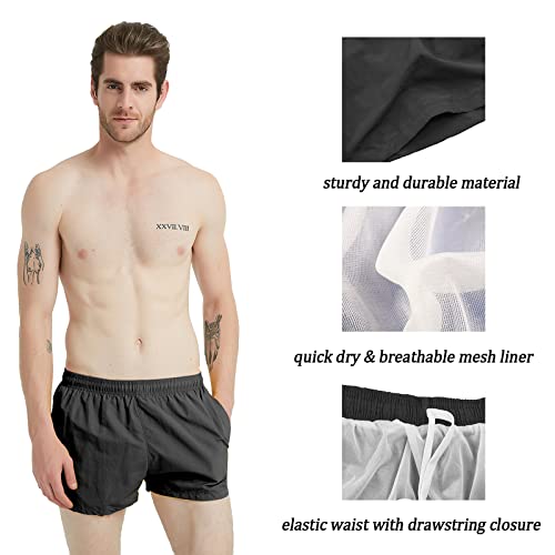 3 Inch Mens Swim Shorts Quick Dry Short Dark Grey Swim Trunks for Men Summer Suits M3