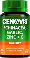 Cenovis Echinacea, Garlic, Zinc + Vitamin C Tablets 60 - Reduces the Severity & Duration of Common Cold Symptoms and Relieves Symptoms of Mild Upper-Respiratory Tract Infections
