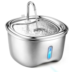 Cat Water Fountain for Drinking Stainless Steel,120 oz/3.5 L Automatic Pet Water Fountain, Drinking Fountain Dog Water Dispenser with Water Level Window, 4+3 Filters