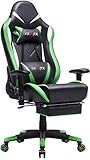 Ficmax Green Massage Gaming Chair High Back, Big and Tall Computer Gaming Chair with Footrest, Ergonomic Gamer Chair for E-Sport, Reclining Video Game Chair with Headrest and Lumbar Support