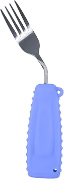 Adaptive Weighted Silverware Utensils Angled Fork for Hand Tremors Parkinsons,Weighted Utensils with Non-Slip Easy Grip Handles for Independent EatingRight Hand,Purple,Pack of 1