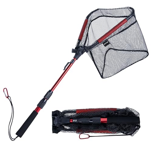 Goture Fishing Landing Net, Floating Fishing Net with Assist Handle, Aluminum Telescoping Handle,PVC Coated Nylon Mesh, Foldable Collapsible Fish Landing Nets, Extendable Fish Nets for Bass Trout