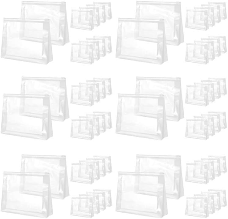 YEAJOIN Necessaire transparente com zíper para viagem, PVC, Pacote com 60 unidades