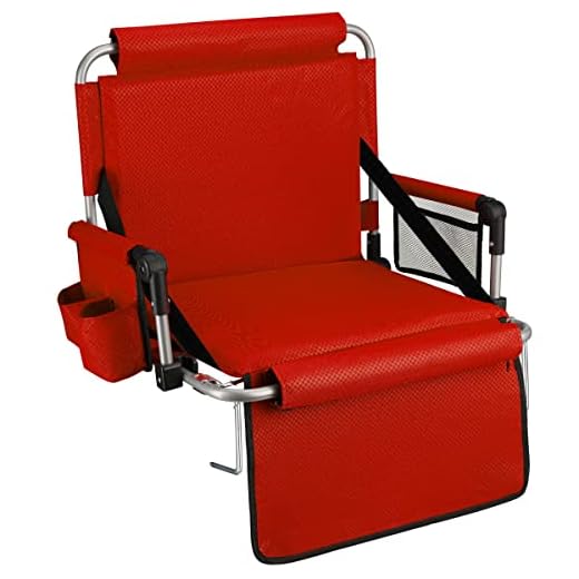 Alpcour Folding Stadium Seat with Back Support – Deluxe Waterproof Cushion Chair for Bleachers w/Arm Rests, Storage Pockets, Cup Holder & Shoulder Straps for Superior Support & Comfort